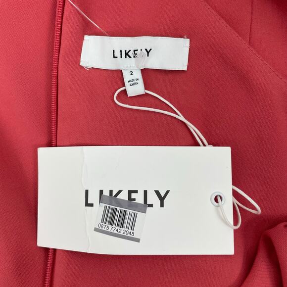 Likely Carolyn Cross Neck Mini Cocktail Dress Cranberry Orange Size 2 - Picture 8 of 9